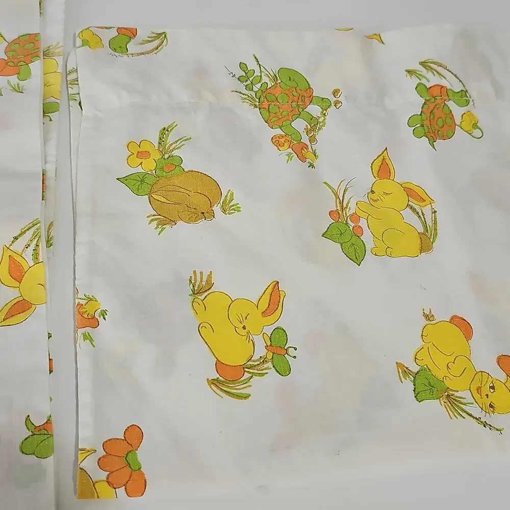 Set of Two Baby Toddler Vintage Pillowcases Turtle Bunny 17.5 x 12.25